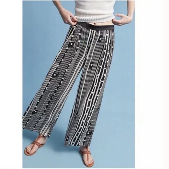 Anthropologie Elevenses Lightweight Black & White Pants Size Small - Picture 2 of 10
